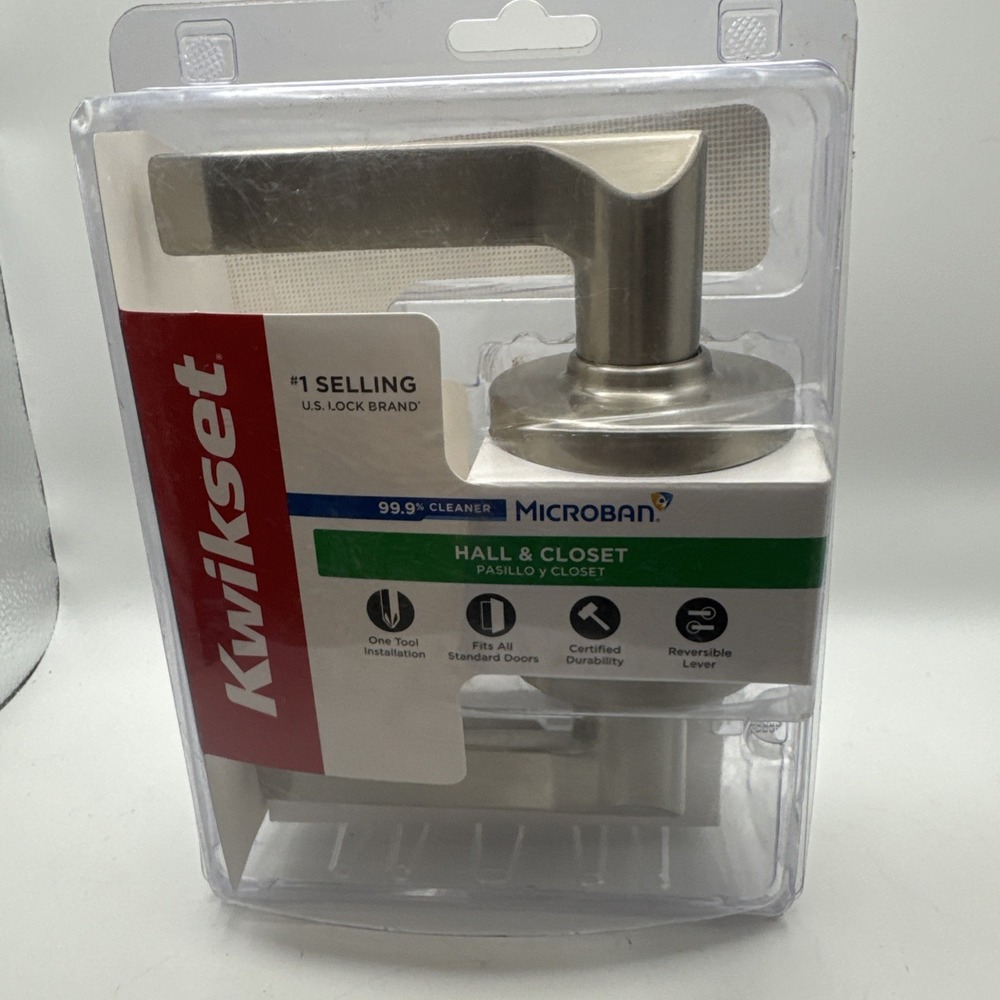 Kwikset Hollis Hall & Closet Lever Door Handle Satin NIckel 92001-618